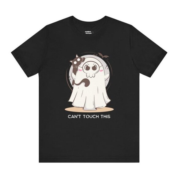 Tops - Cute Halloween Ghosts Cat Shirt, Cat Ghost Tee Halloween Ghost Shirt